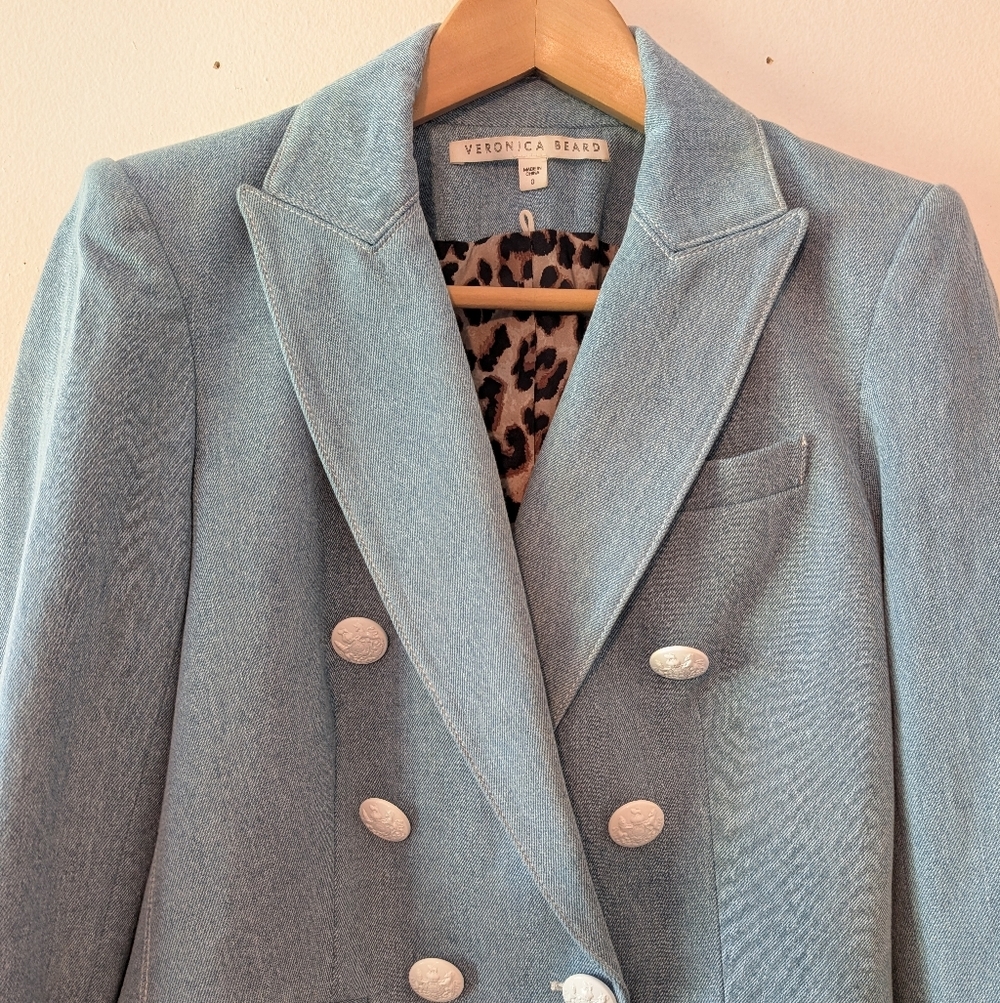 Veronica Beard Miller Dickey Jacket Denim Chambray Blue Size 0 - Picture 4 of 11